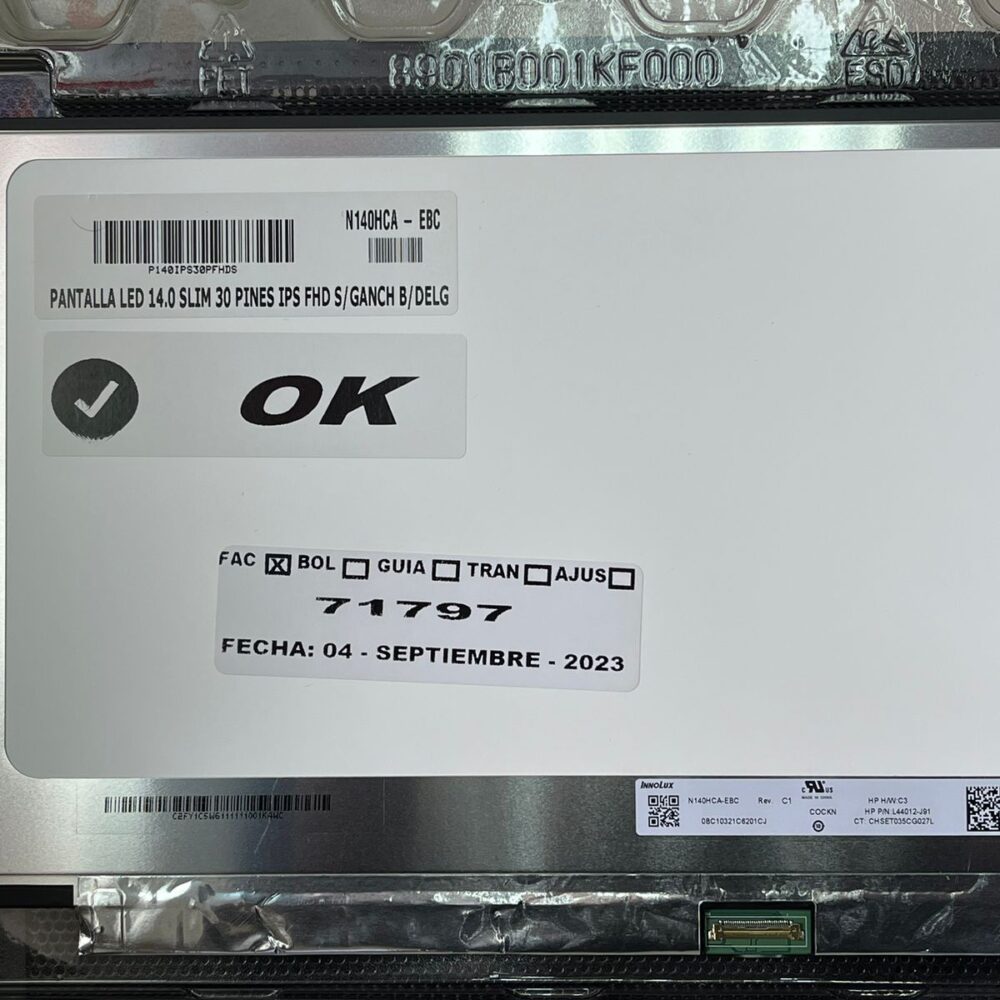 PANTALLA LED 14.0 SLIM 30PINES IPS FHD S/GANCH B/DEL