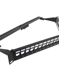 Nexxt Solutions Infrastructure - Patch panel - Cold-rolled steel - Black with silver extrusion - Angled Mod SH 24P 1U