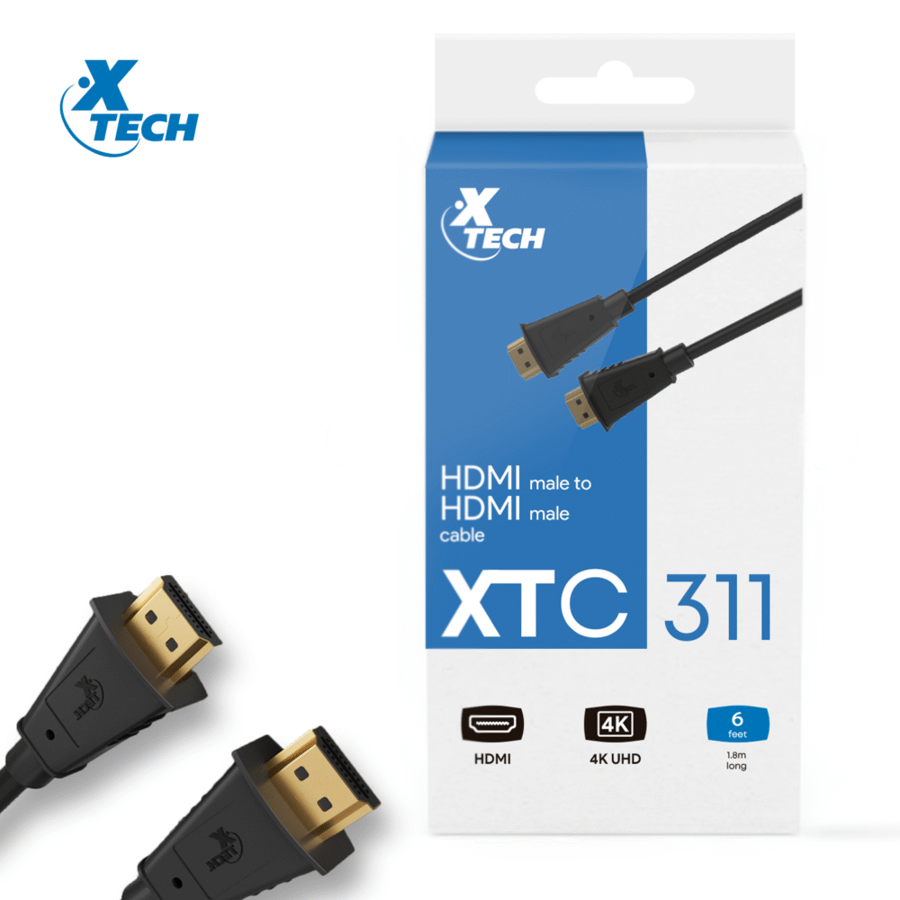 XTECH Cable HDMI Macho/Macho 1.8 Metros para Monitor, TV y Proyector.