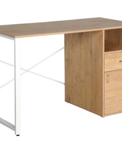 Xtech - Escritorio - rectangular - madera, acero, policloruro de vinilo (PVC) - madera beige - blanco base