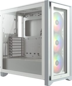CORSAIR iCUE 4000X RGB - Torre - ATX - panel lateral con ventana (cristal templado) - sin fuente de alimentación (ATX) - blanco - USB/Audio