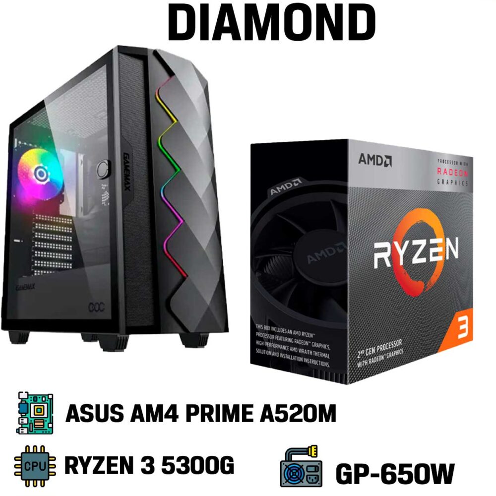 PC Gamer DIAMOND con RTX  Dual ASUS y FreeDOS (Blanco / Negro)