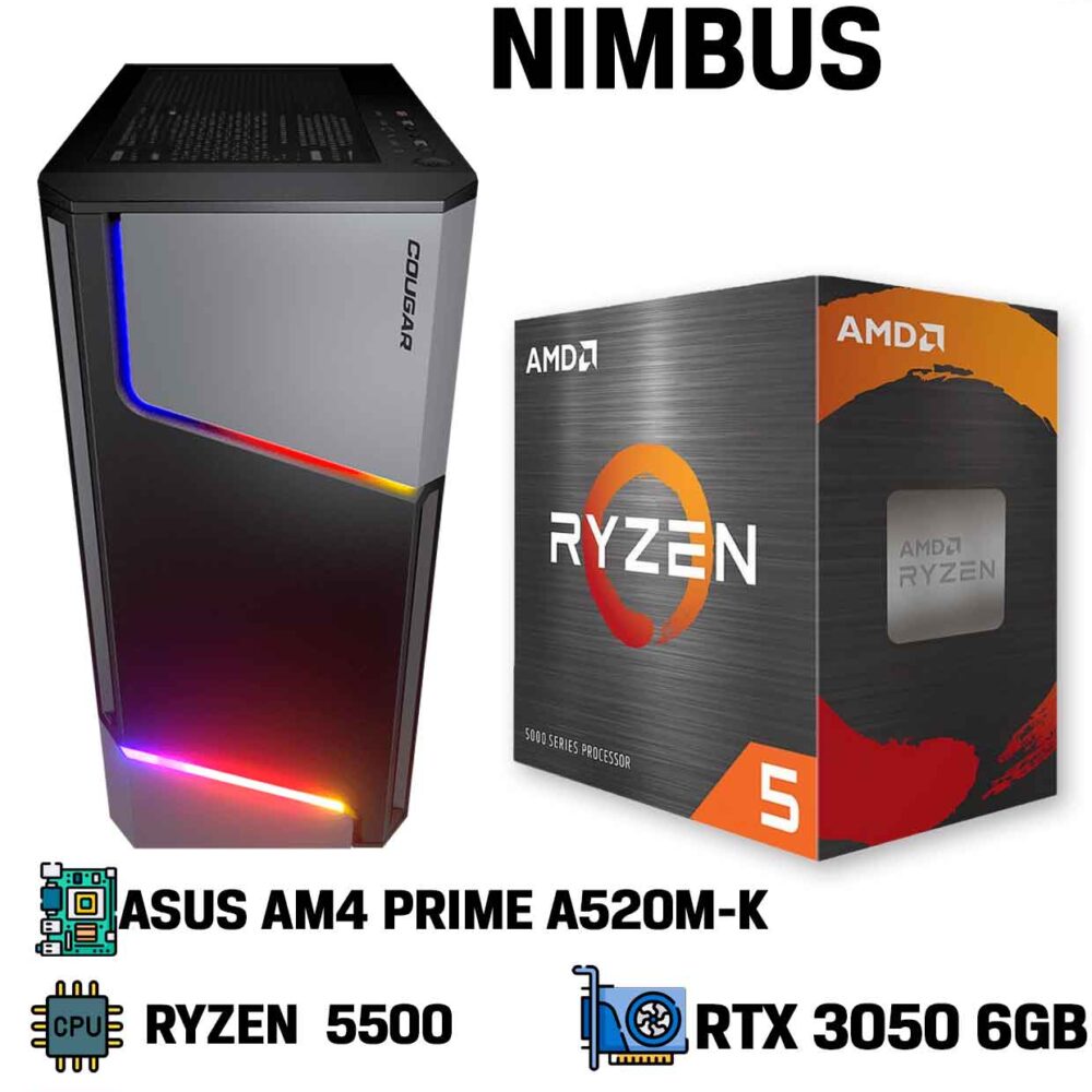 Pc Gamer R5 5500/16GB RGB  / 512gb nvme/ RTX 3050/ wifi / Freedos