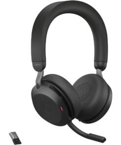 Jabra Evolve2 75 – Auriculares Over-Ear Bluetooth Inalámbricos con Cancelación Activa de Ruido (ANC), USB-A y Certificación Microsoft Teams – Negro