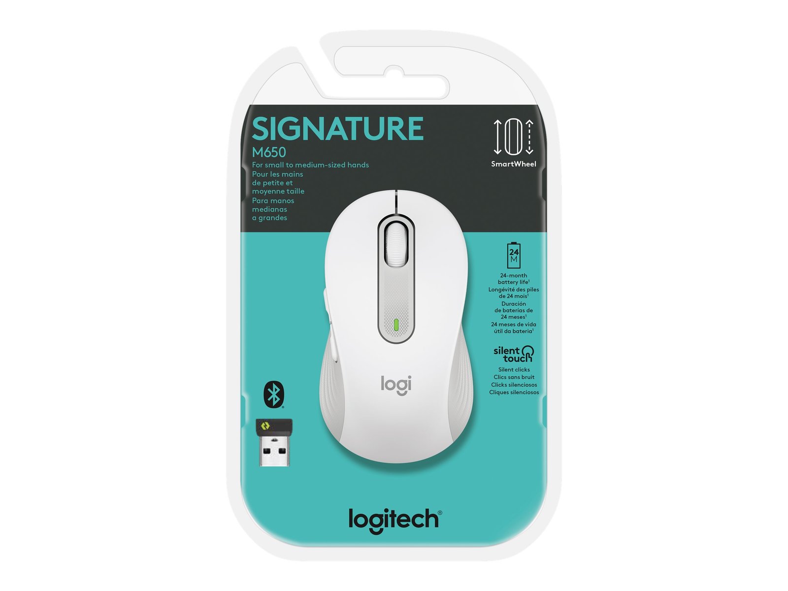 Logitech Signature M650 - Ratón - manos pequeñas - diestro y zurdo - inalámbrico - 2.4 GHz, Bluetooth - receptor de USB Logitech Logi Bolt - blanco hueso 1 Logitech Signature M650 - Ratón - manos pequeñas - diestro y zurdo - inalámbrico - 2.4 GHz, Bluetooth - receptor de USB Logitech Logi Bolt - blanco hueso
