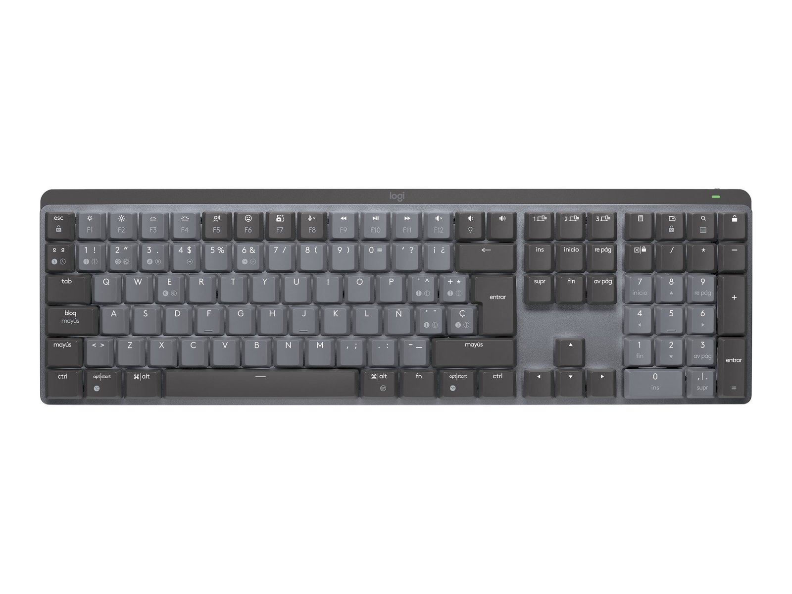 Logitech Master Series MX Mechanical - Teclado - retroiluminación - inalámbrico - Bluetooth LE - QWERTY - español - interruptor: táctil silencioso - grafito 1 Logitech Master Series MX Mechanical - Teclado - retroiluminación - inalámbrico - Bluetooth LE - QWERTY - español - interruptor: táctil silencioso - grafito
