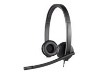 Logitech H570e Wired Headset, Stereo Headphones with Noise-Cancelling Microphone, USB, in-Line Controls with Mute Button, Indicator LED, PC/Mac/Laptop - Black - Auricular - en oreja - cableado - USB - Certificado para Skype Empresarial, con certificación Lync 2013