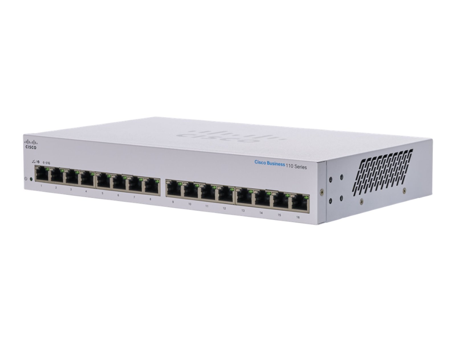 Cisco Business 110 Series 110-16T - Conmutador - sin gestionar - 16 x 10/100/1000 - sobremesa, montaje en rack, montaje en pared 1 Cisco Business 110 Series 110-16T - Conmutador - sin gestionar - 16 x 10/100/1000 - sobremesa, montaje en rack, montaje en pared