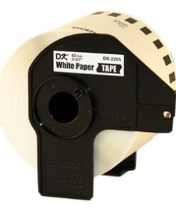 Brother DK-2205 Rollo Etiqueta Continua Adhesiva Negro sobre Blanco 62mm x 30.4m para Impresoras Brother QL