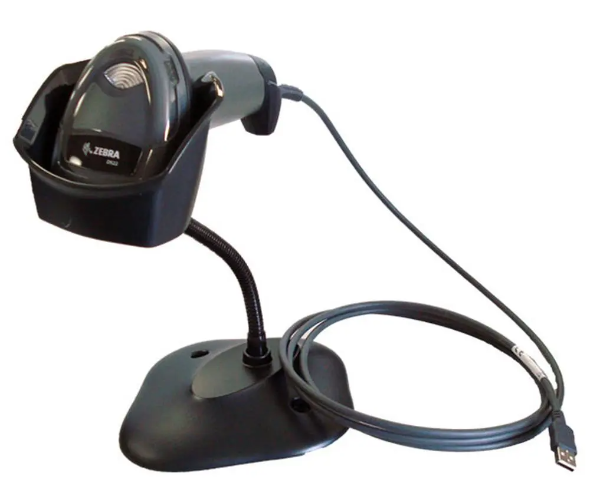 Lector de Códigos 2D USB Alámbrico con Base Zebra DS2208SR 1 Zebra DS2208SR BLACK 2D USB CABLE KIT W/STAND ALAMBRICO