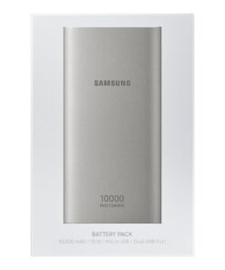 Samsung EB-P1100B - Cargador portátil - 10000 mAh - 2 A - QC 2.0, FC - 2 conectores de salida (USB) - en el cable: Micro-USB - plata