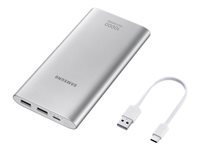 Samsung EB-P1100 - Cargador portátil - 10000 mAh - 2 A - FC - 2 conectores de salida (USB) - en el cable: USB-C - plata 1 Samsung EB-P1100 - Cargador portátil - 10000 mAh - 2 A - FC - 2 conectores de salida (USB) - en el cable: USB-C - plata