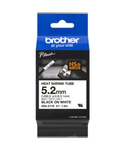 Brother HSe-211E - Negro sobre blanco - Rollo (0,52 cm x 1,5 m) 1 cinta(s) caja para colgar - cinta tubo termorretráctil - para P-Touch PT-D800, PT-E300, PT-E310, PT-E550, PT-P700, PT-P750, PT-P900, PT-P950