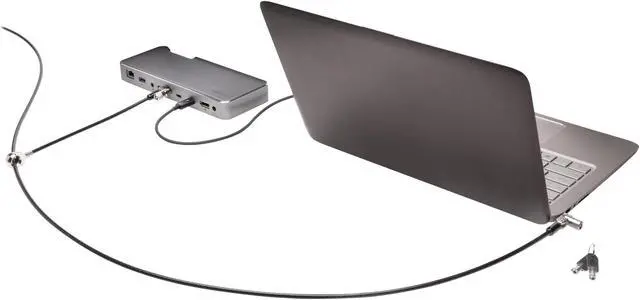 Candado de seguridad para notebook T Bar 2.4 metros doble cabezal Kensington MicroSaver 2.0 1 Kensington - MicroSaver®2.0 - Candado con llave - Candado de doble cabezal - Llaves entregadas: 2 piezas - Largo: 2.40 mts - Conectividad T Bar - Color: negro. plata