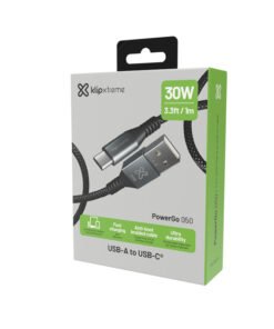 Klip Xtreme - USB cable - 24 pin USB-C - 9 pin USB Type A - 1 m - Black - 30W Braided Fast charging