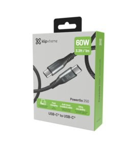 Klip Xtreme Cable USB-C Trenzado Carga Rápida 60W 1m Negro