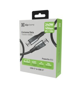 USB-C Cable 240W Fast Charging 40Gbps Data Transfer - Braided 1.8m Black Klip Xtreme