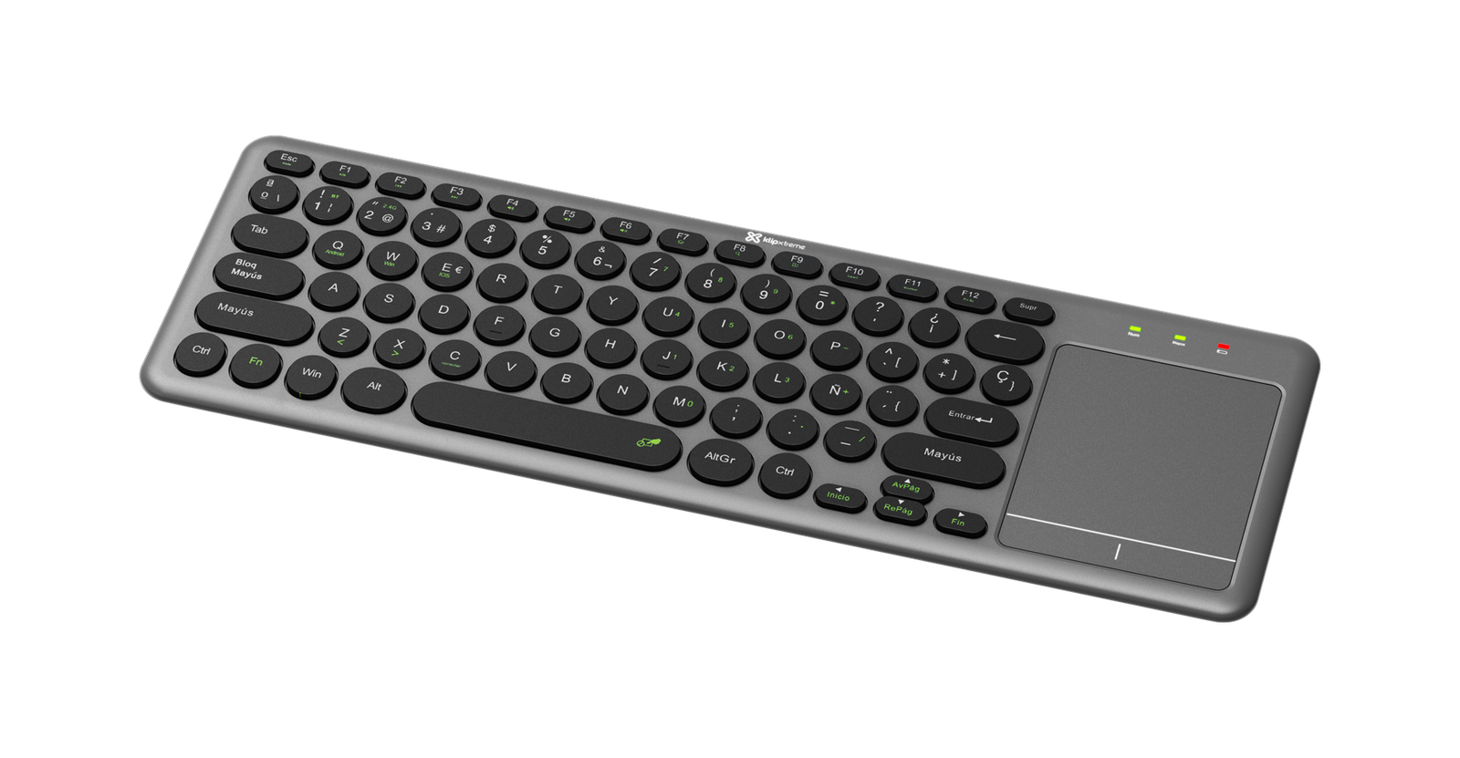 Klip Xtreme Teclado Inalámbrico con Touchpad - Doble Conexión 2.4 GHz y Bluetooth 5.0 - Español Gris/Negro 1 Klip Xtreme Teclado Inalámbrico con Touchpad - Doble Conexión 2.4 GHz y Bluetooth 5.0 - Español Gris/Negro