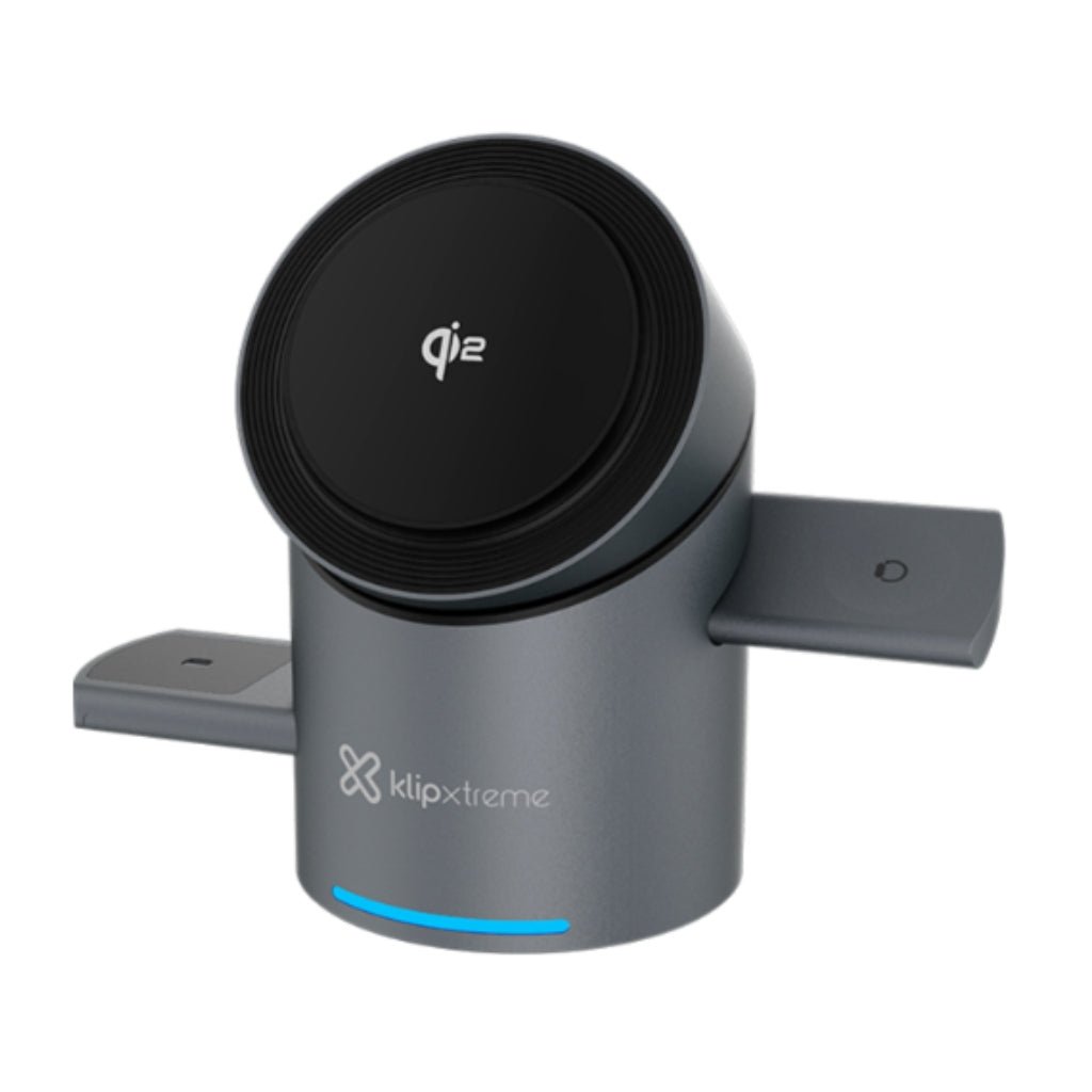 Klip Xtreme Cargador Inalámbrico Rápido 15W USB-C para Coche con Soporte Plegable Velcro - Compatible con Smartphones, Auriculares y Apple Watch 1 Klip Xtreme Cargador Inalámbrico Rápido 15W USB-C para Coche con Soporte Plegable Velcro - Compatible con Smartphones, Auriculares y Apple Watch