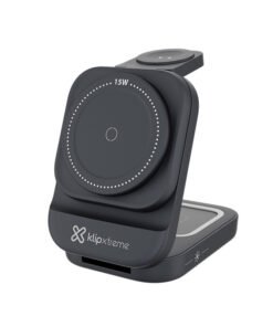 Klip Xtreme Estación de Carga Inalámbrica 3-en-1 Plegable 15W para Smartphones, Audífonos y Apple Watch