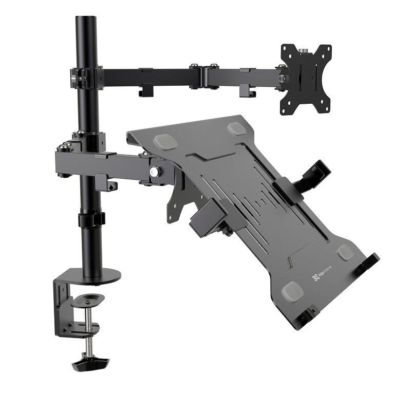 Klip Xtreme Soporte de Escritorio Ergonómico para Laptop y Monitor Ajustable hasta 32" 1 Klip Xtreme Soporte de Escritorio Ergonómico para Laptop y Monitor Ajustable hasta 32"