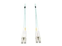 Eaton Tripp Lite Series 10Gb/40Gb/100Gb Duplex Multimode 50/125 OM3 LSZH Fiber Patch Cable (LC/LC), Aqua, 10M (32.8 ft.) - Cable de interconexión - LC de modos múltiples (M) a LC de modos múltiples (M) - 10 m - fibra óptica - impresión a dos caras - 50/125 micras - OM3 - sin halógenos - agua