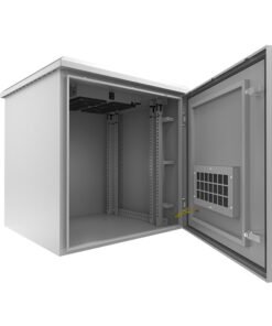 Nexxt Solutions Outdoor Pole Mount Cabinet - Weatherproof SPCC Steel - Light Gray Powder Coat - Includes Mounting Kit & Ground Bar