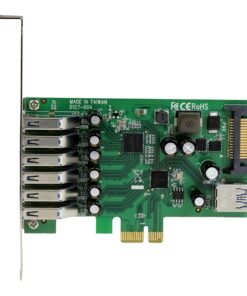 StarTech.com Adaptador tarjeta PCI Express 7 puertos USB 3.0 con alimentación SATA perfil bajo o completo - 7x USB A - Hub Interno - Adaptador USB - PCIe 2.0 - USB, USB 2.0, USB 3.0 - para P/N: ST1030USBM, ST7300USBME