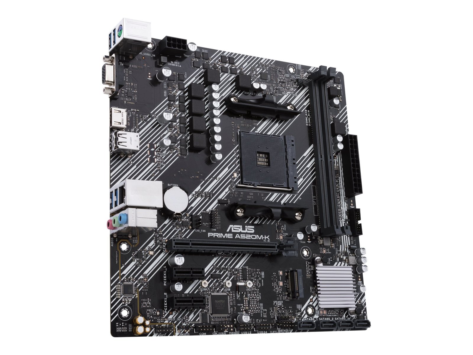 Placa Madre micro ATX Socket AM4 AMD A520 USB 3.2 Gigabit LAN ASUS PRIME A520M-K 1 ASUS PRIME A520M-K - Placa base - micro ATX - Socket AM4 - AMD A520 Chipset - USB 3.2 Gen 1 - Gigabit LAN - Tarjeta gráfica (CPU necesaria) - HD Audio (8-canales)