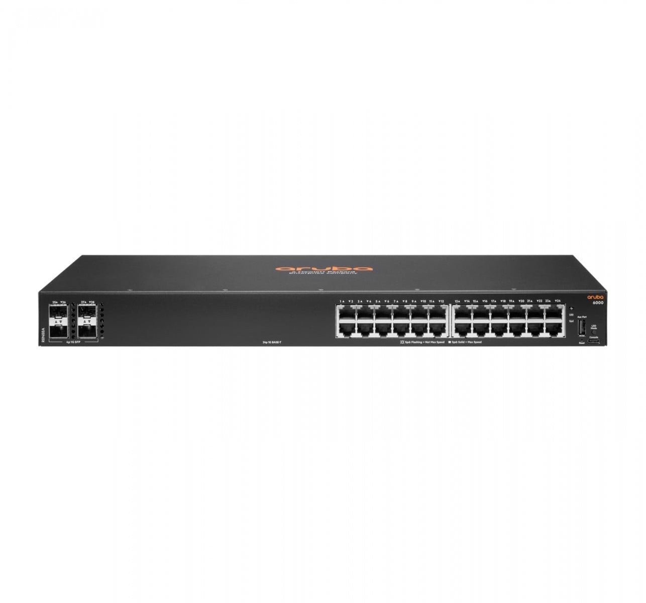 HPE Aruba 6000 24G 4SFP Switch - Conmutador - L2 - Gestionado - 24 x 10/100/1000 + 4 x Gigabit SFP - flujo de aire de lado a lado - montaje en rack - CA 100-127 V/200-240 V 1 HPE Aruba 6000 24G 4SFP Switch - Conmutador - L2 - Gestionado - 24 x 10/100/1000 + 4 x Gigabit SFP - flujo de aire de lado a lado - montaje en rack - CA 100-127 V/200-240 V