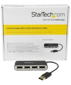 StarTech.com Concentrador Ladrón USB 2.0 de 4 Puertos con Cable Integrado - Hub Portátil USB 2.0 de 4 Puertos Alimentado por el Bus - Hub - 4 x USB 2.0 - sobremesa
