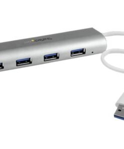StarTech.com Concentrador Portátil USB 3.0 de 4 Puertos - Hub de Aluminio con Cable Incorporado - Hub - 4 x SuperSpeed USB 3.0