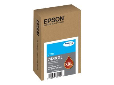 Cartucho de Tinta Cián XXL Original Epson 748XXL para WorkForce Pro WF-6090 1 Epson 748XXL - XL - cián - original - blíster con alarmas de RF/acústica - cartucho de tinta - para WorkForce Pro WF-6090, WF-6590, WF-8090, WF-8090 D3TWC, WF-8590, WF-8590 D3TWFC