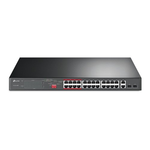 TP-Link TL-SL1226P - Conmutador - sin gestionar - 24 x 10/100 (PoE+) + 2 x 10/100/1000 + 2 x Gigabit SFP combinado - sobremesa, montaje en rack - PoE+ (250 W) 1 TP-Link TL-SL1226P - Conmutador - sin gestionar - 24 x 10/100 (PoE+) + 2 x 10/100/1000 + 2 x Gigabit SFP combinado - sobremesa, montaje en rack - PoE+ (250 W)