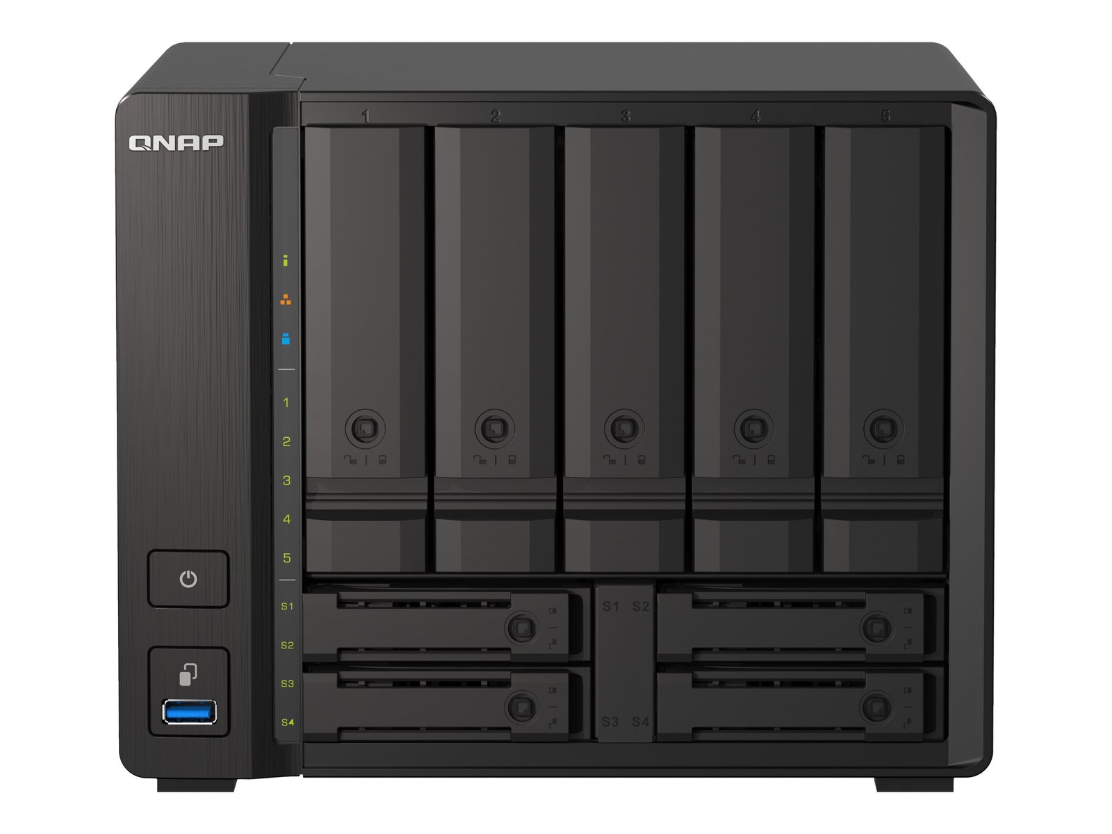 QNAP TS-H973AX-32G - Servidor NAS - 9 compartimentos - SATA 6Gb/s - RAID RAID 0, 1, 5, 6, 10, 50, JBOD, 60, RAID TP - RAM 32 GB - 2.5 Gigabit Ethernet / 10 Gigabit Ethernet - iSCSI soporta 1 QNAP TS-H973AX-32G - Servidor NAS - 9 compartimentos - SATA 6Gb/s - RAID RAID 0, 1, 5, 6, 10, 50, JBOD, 60, RAID TP - RAM 32 GB - 2.5 Gigabit Ethernet / 10 Gigabit Ethernet - iSCSI soporta