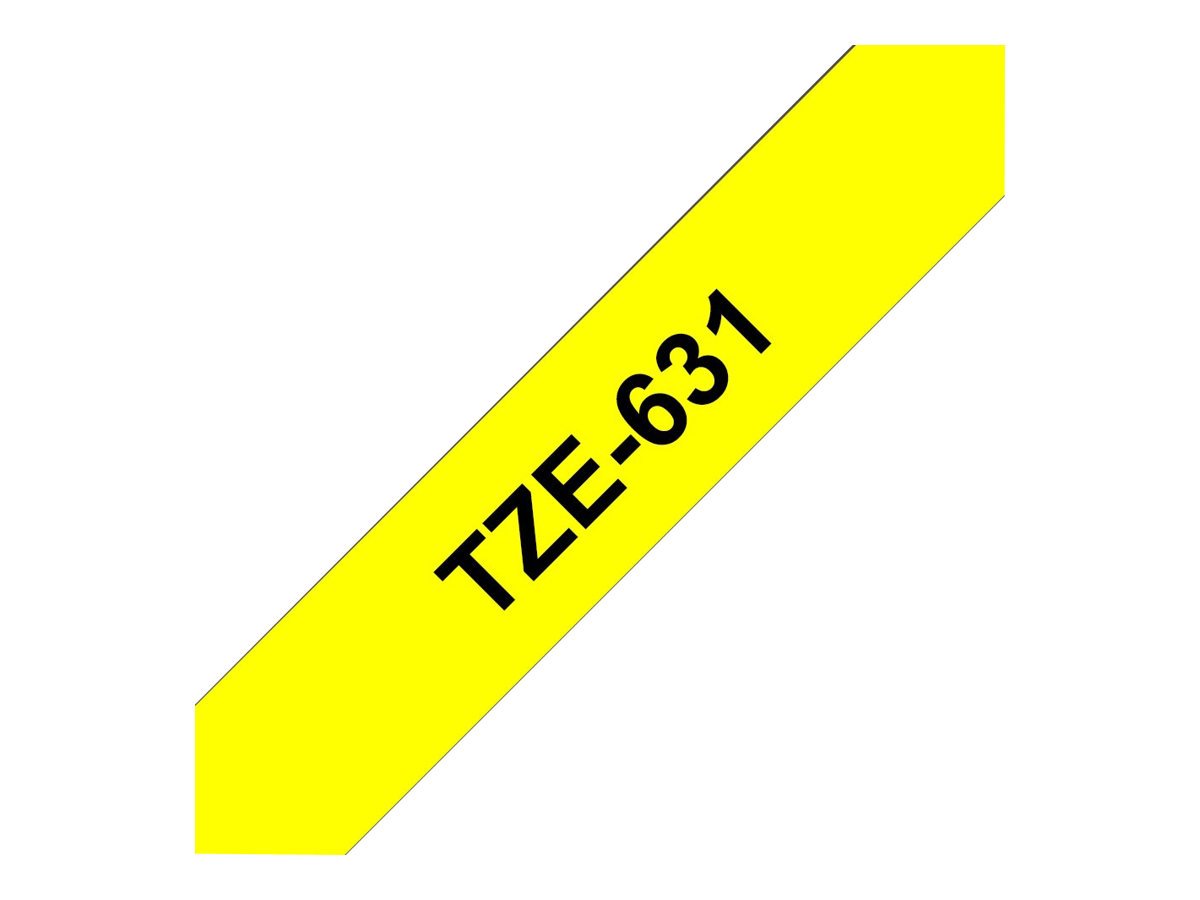 Cinta de Etiquetas Laminada Negro sobre Amarillo 1.2cm x 8m Brother TZe-631 1 Brother TZe-631 - Adhesivo estándar - negro sobre amarillo - rollo (1,2 cm x 8 m) 1 cinta(s) tipo laminado - para Brother PT-D210, D600, H110; P-Touch PT-1005, 1880, D410, D460, D610, E310