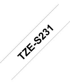 Brother TZe-S231 Cinta Laminada Extrarresistente Negro sobre Blanco 12mm x 8m para Brother P-Touch