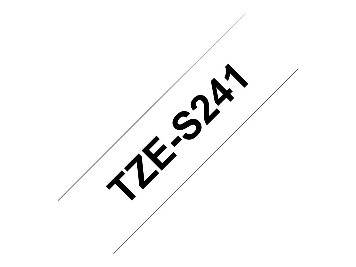 Cinta Adhesiva extrarresistente laminada negro sobre blanco 1,8cm x 8m Brother TZe-S241 1 Brother TZe-S241 - Adhesivo extrarresistente - negro sobre blanco - rollo (1,8 cm x 8 m) 1 cinta(s) tipo laminado - para Brother PT-D600; P-Touch PT-1880, D450, D800, E310, E550, E800, P900, P950