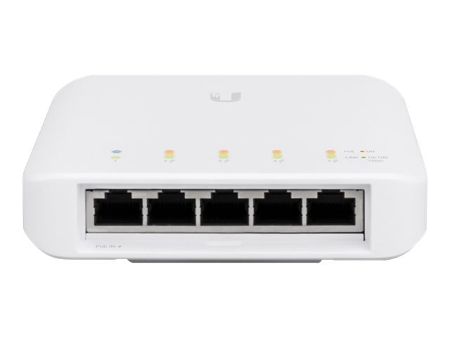 Switch Gestionado 5 Puertos Gigabit PoE 46W Montaje Flexible Ubiquiti UniFi USW-FLEX 1 Ubiquiti UniFi Switch USW-FLEX - Conmutador - Gestionado - 4 x 10/100/1000 (PoE) + 1 x 10/100/1000 (PoE) - montaje en pared, montaje en mástil - PoE (46 W)