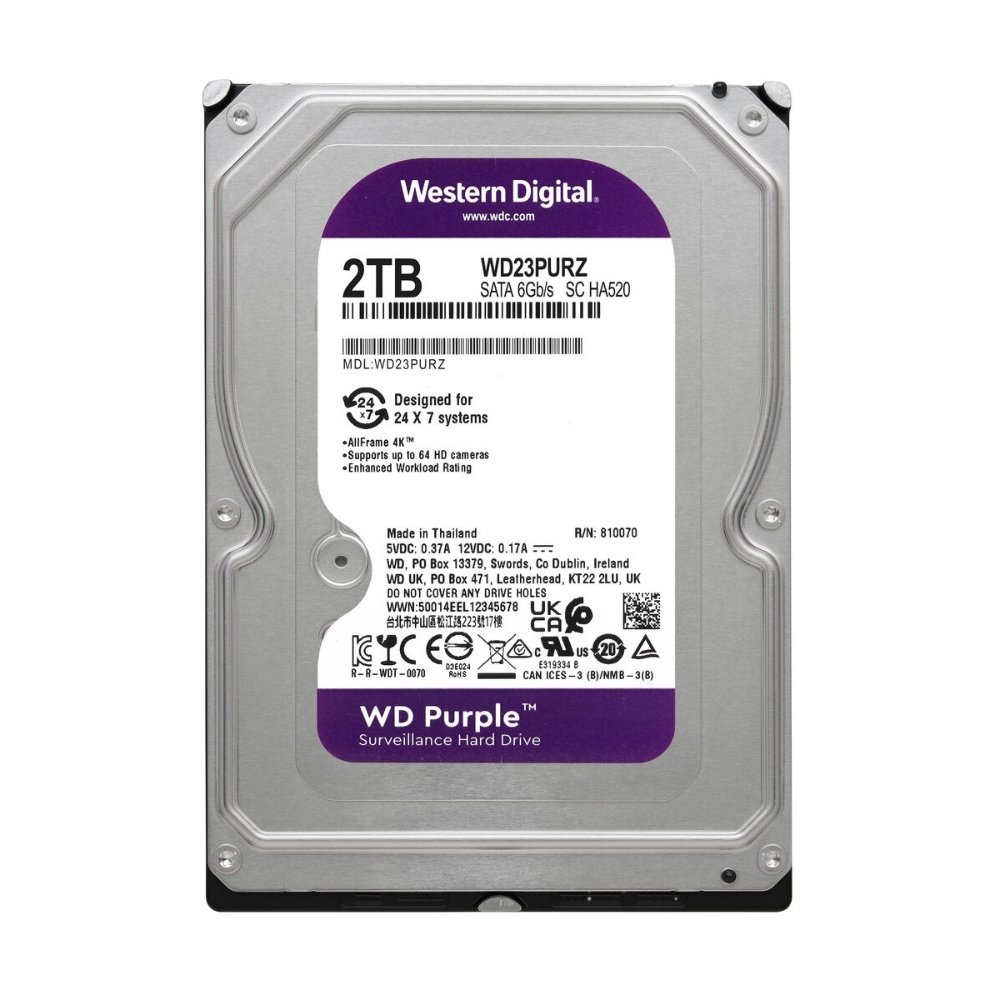 Disco Duro Interno 2TB 3.5" SATA 6Gb/s Vigilancia WD Purple WD23PURZ 1 Disco Duro Interno 2TB 3.5" SATA 6Gb/s Vigilancia WD Purple WD23PURZ