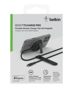 Belkin - Base de carga inalámbrica - 15 vatios - Fast Charge (magnética) - negro - para Apple iPhone 12, 12 mini, 12 Pro, 12 Pro Max