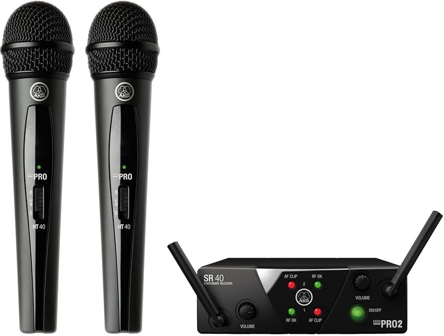 AKG WMS40 Mini Dual Handheld UHF Wireless Microphone System 1 AKG WMS40 Mini Dual Handheld UHF Wireless Microphone System