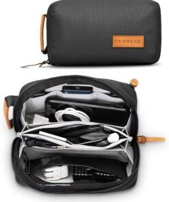 Xtech Travel Tech Organizer – Durable Polyester Dual Compartment Black Case
