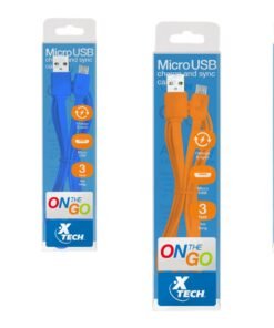 Xtech XTG-231 - Cable USB - USB (M) a Micro-USB tipo B (M) - USB 2.0 - 5 V - 2.4 A - 1 m - plano - negro, blanco, azul, verde, naranja (paquete de 10)