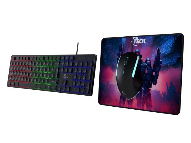 Kit Gamer Teclado Mouse Cableado USB Español Xtech XTK-535S 1 Xtech - Keyboard, mouse and mouse pad - Wired - Spanish - USB - Black - Gaming XTK-535S
