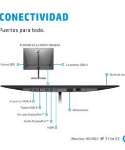 HP Z24n G3 - Monitor LED - 24" - 1920 x 1200 WUXGA @ 60 Hz - IPS - 350 cd/m² - 1000:1 - 5 ms - HDMI, 2xDisplayPort - plata 8 Gal 1C4Z5AAABA g1 1779440526