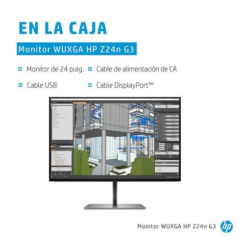 HP Z24n G3 - Monitor LED - 24" - 1920 x 1200 WUXGA @ 60 Hz - IPS - 350 cd/m² - 1000:1 - 5 ms - HDMI, 2xDisplayPort - plata 4 HP Z24n G3 - Monitor LED - 24" - 1920 x 1200 WUXGA @ 60 Hz - IPS - 350 cd/m² - 1000:1 - 5 ms - HDMI, 2xDisplayPort - plata - Imagen 4