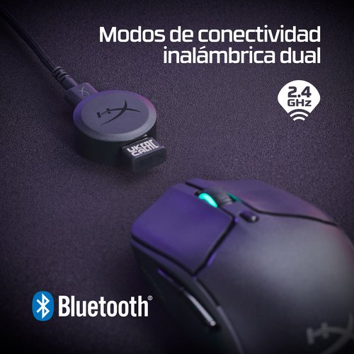 HyperX Pulsefire Haste 2 - Ratón - óptico - 6 botones - inalámbrico, cableado - 2.4 GHz, Bluetooth 5.0 - receptor inalámbrico USB - negro 6 HyperX Pulsefire Haste 2 - Ratón - óptico - 6 botones - inalámbrico, cableado - 2.4 GHz, Bluetooth 5.0 - receptor inalámbrico USB - negro - Imagen 6
