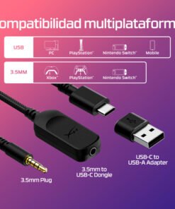 HyperX Cloud 3 - Auricular - tamaño completo - cableado - USB, conector de 3,5 mm - negro, rojo - Imagen 5