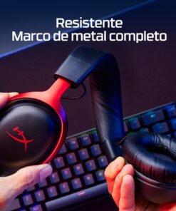 HyperX Cloud 3 - Auricular - tamaño completo - cableado - USB, conector de 3,5 mm - negro, rojo - Imagen 6
